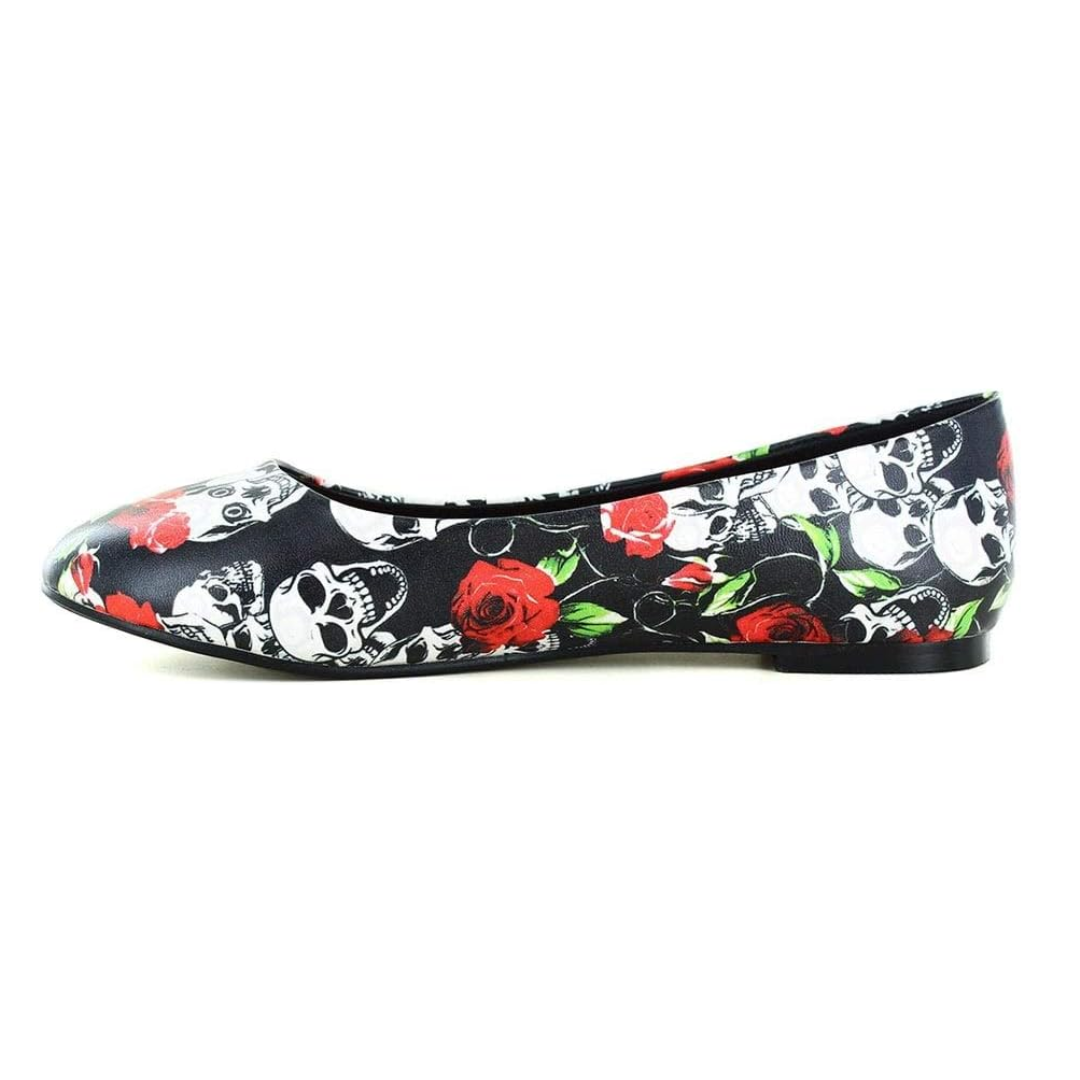 Banned Retro Skull Rose Flats